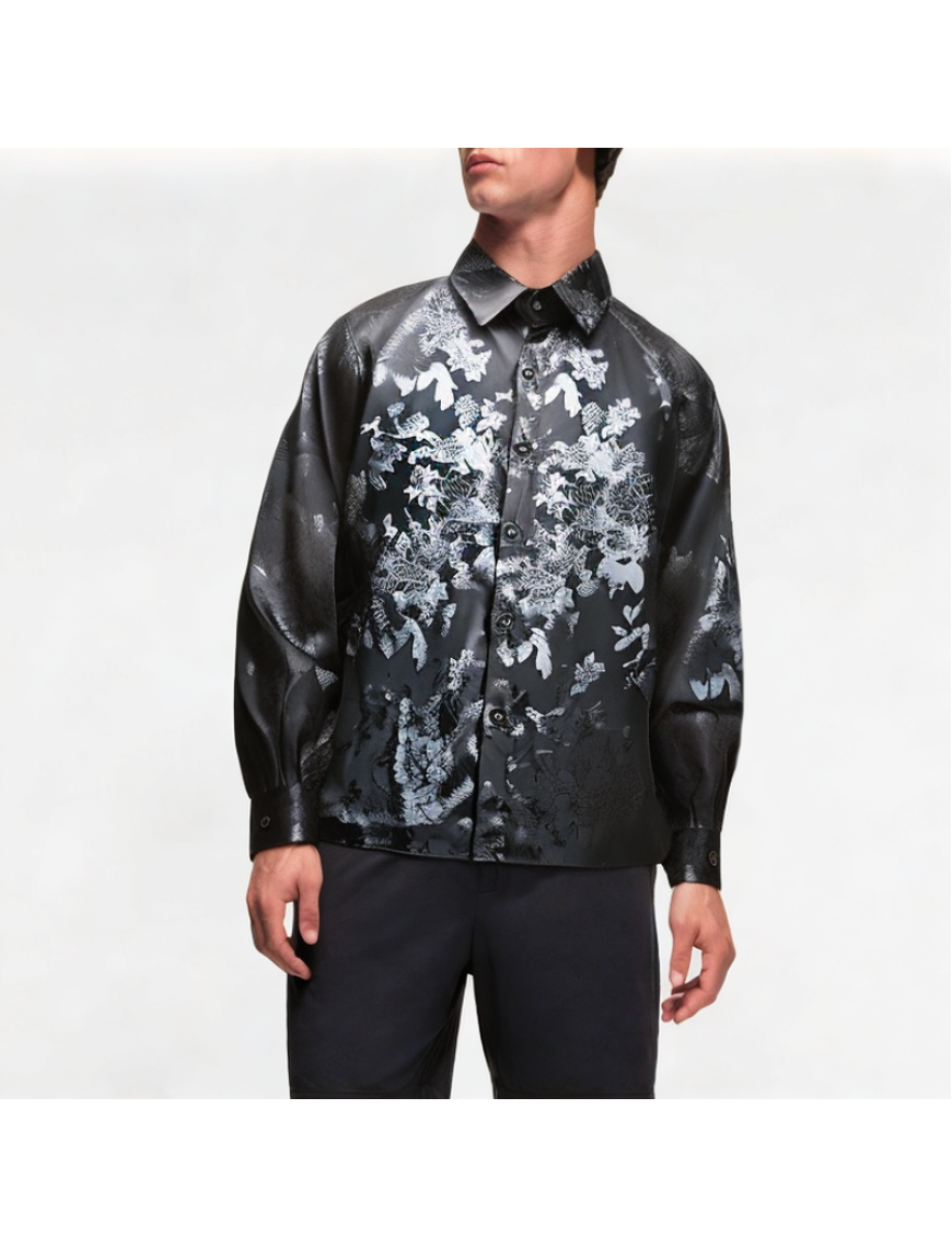 Men's Ice Silk Hidden Flower Shirt