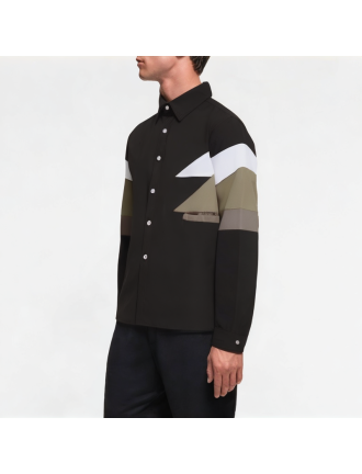 Retro Patchwork Contrast Color Long Sleeve Shirt Retro Patchwork Contrast Color Long Sleeve Shirt