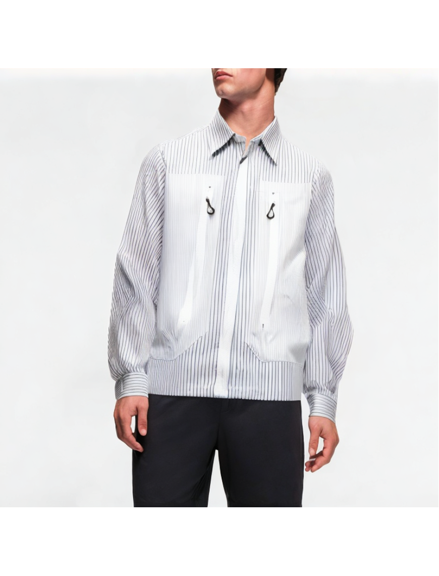 Retro Striped Zipper Shirt