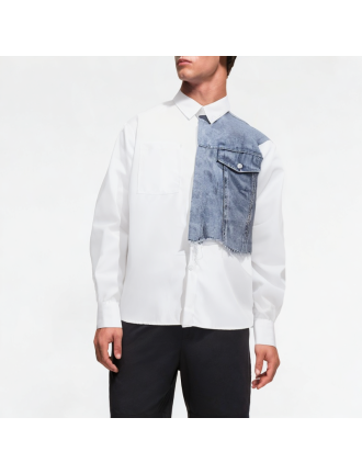 Spring Denim Splicing Shirt Spring Denim Splicing Shirt