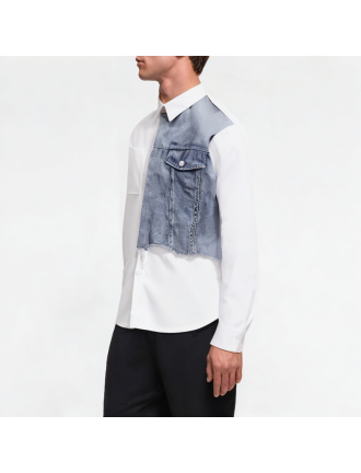 Spring Denim Splicing Shirt Spring Denim Splicing Shirt