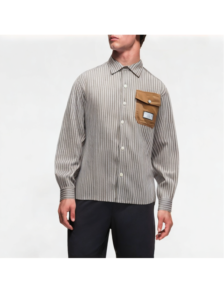 Premium Contrast Stripe Lapel Shirt