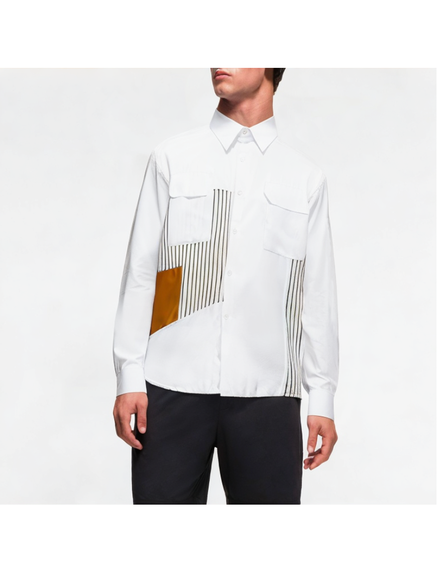 Spliced ​​Striped Irregular Shirt
