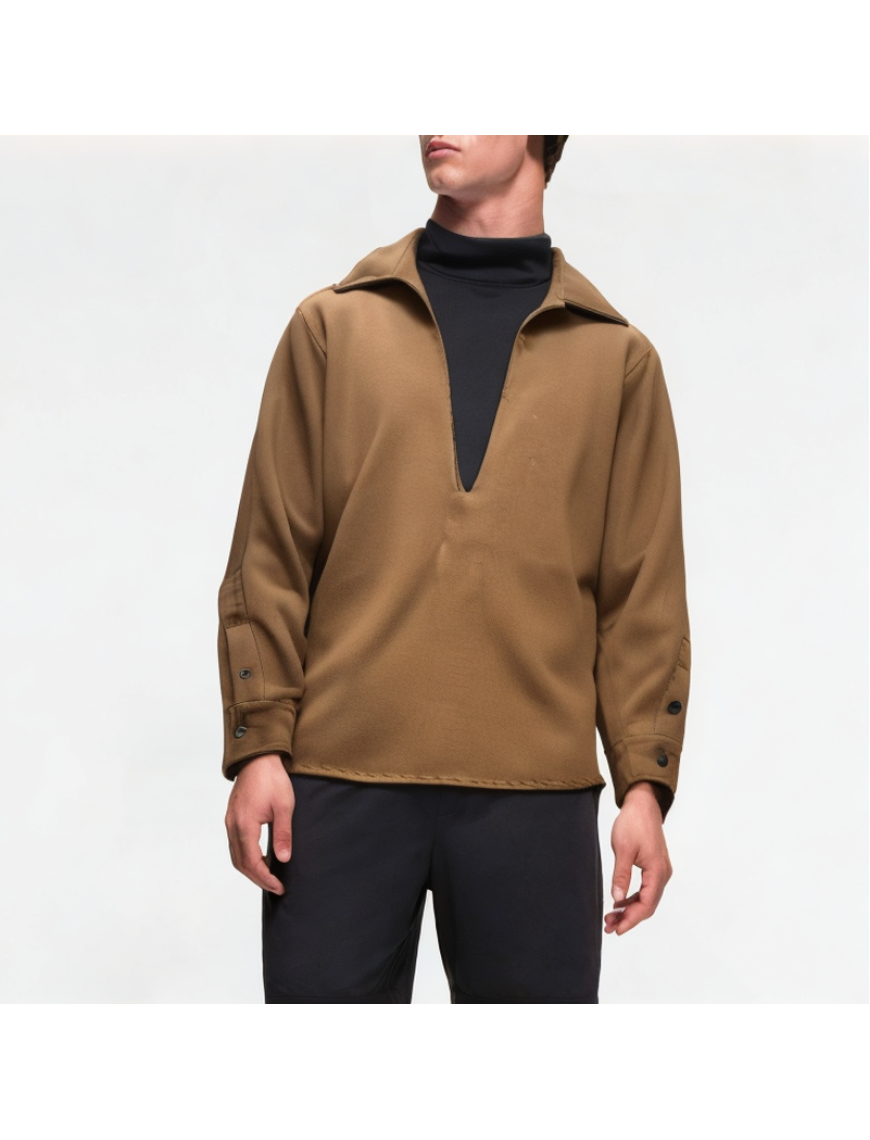 False Two-Piece Layered Deep V Shirt