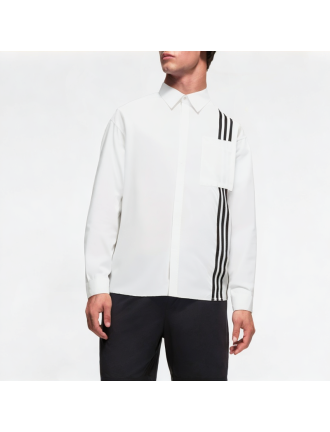 Solid Color Vertical Stripe Stitching Long-Sleeved Shirtt Solid Color Vertical Stripe Stitching Long-Sleeved Shirtt