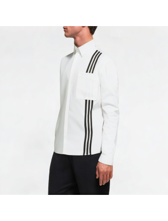 Solid Color Vertical Stripe Stitching Long-Sleeved Shirtt Solid Color Vertical Stripe Stitching Long-Sleeved Shirtt