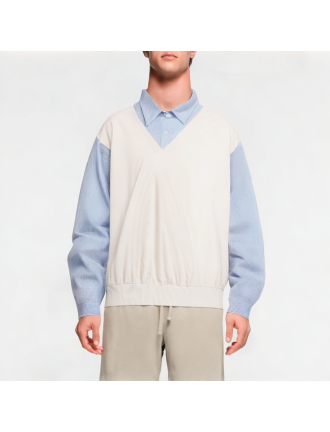 Fake Two-Piece Contrasting Loose Shirt Fake Two-Piece Contrasting Loose Shirt