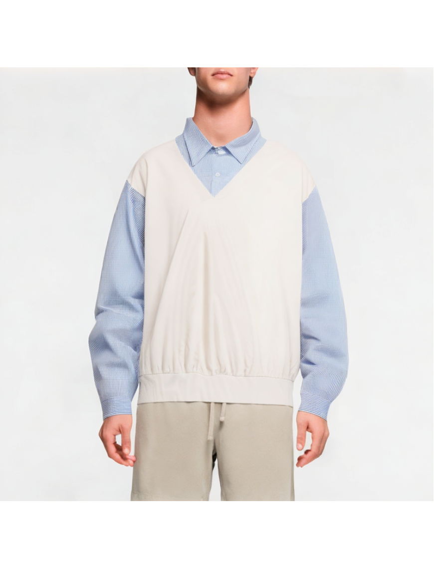 Fake Two-Piece Contrasting Loose Shirt
