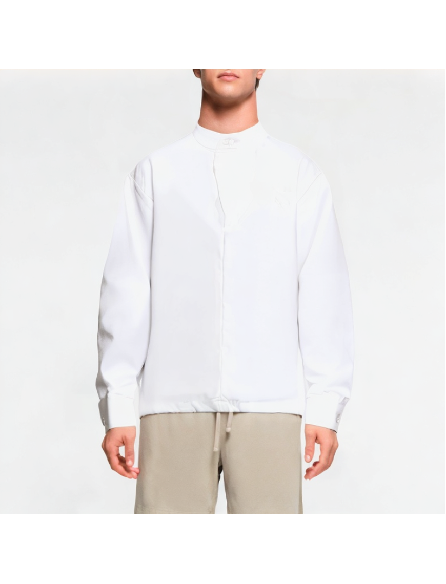 Small Stand-Up Collar Solid Color Long-Sleeved Shirt