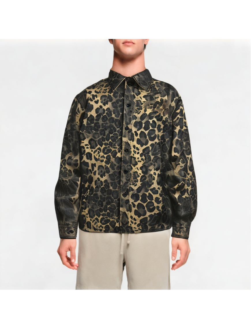 Washed Denim Leopard Shirt