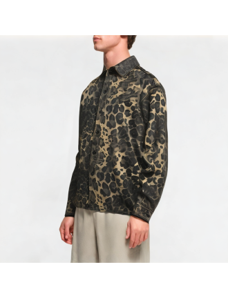 Washed Denim Leopard Shirt Washed Denim Leopard Shirt