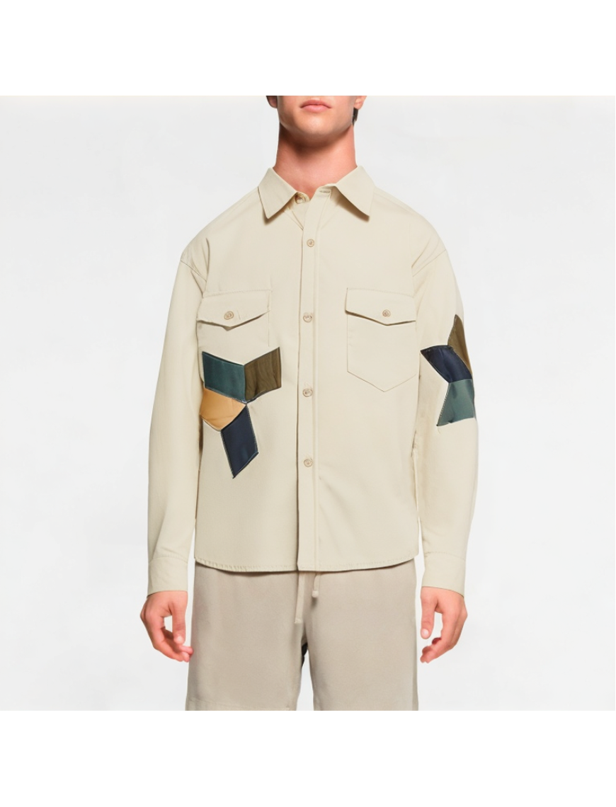 Spring Patchwork Contrast Shirt