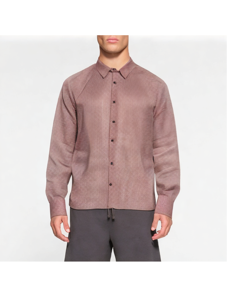 Cotton Plaid Long-Sleeved Lapel Shirt
