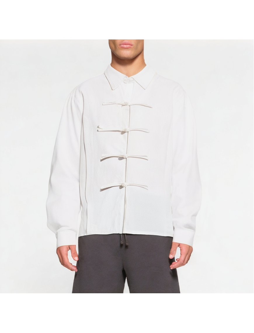 Retro Buttoned Long-Sleeved Shirt 