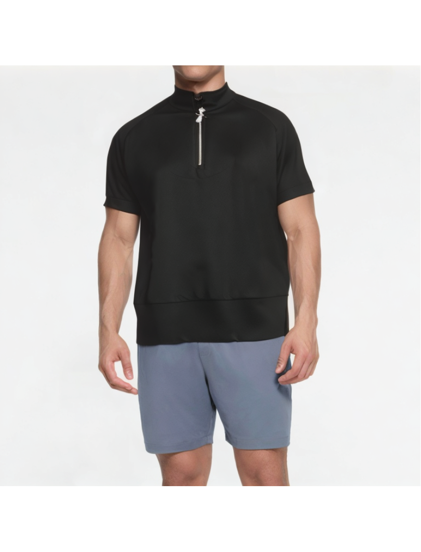 Half-Zip Solid Color Short Sleeves