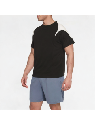 Comfortable Splicing Contrast Color Short Sleeves  Comfortable Splicing Contrast Color Short Sleeves