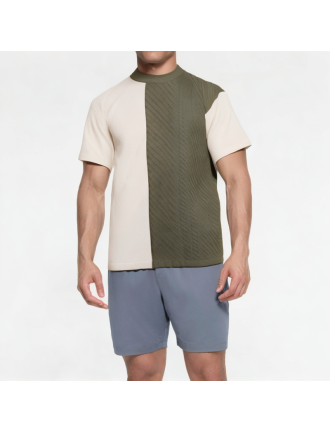 Ice Silk Knitted Patchwork Short Sleeves Ice Silk Knitted Patchwork Short Sleeves