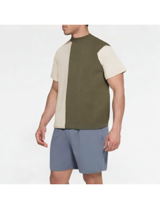 Ice Silk Knitted Patchwork Short Sleeves Ice Silk Knitted Patchwork Short Sleeves