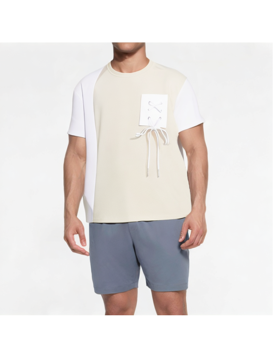 Trendy Irregular Splicing Short Sleeves