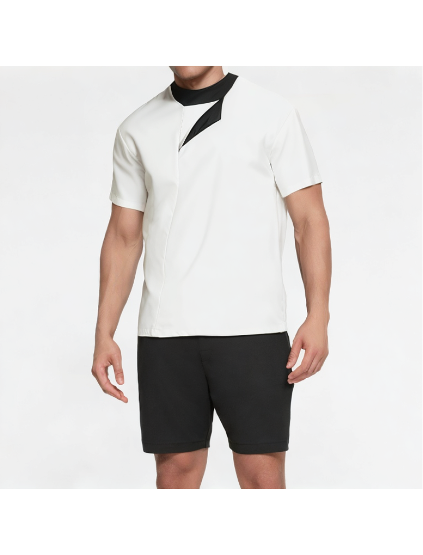 High-End Contrasting Collar Short-Sleeved Shirt