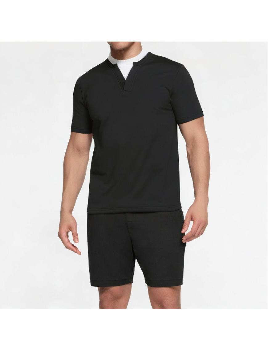 Casual Fake Two-Piece Small V-Neck Short-Sleeved Shirt
