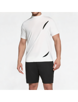 Split And Spliced Round Neck Short Sleeves Split And Spliced Round Neck Short Sleeves