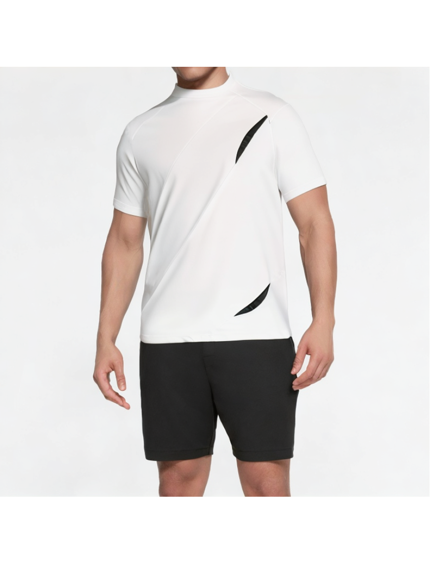 Split And Spliced Round Neck Short Sleeves