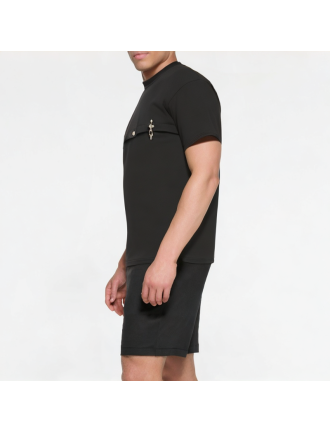 Trendy Metal Flying Button Short Sleeve Trendy Metal Flying Button Short Sleeve