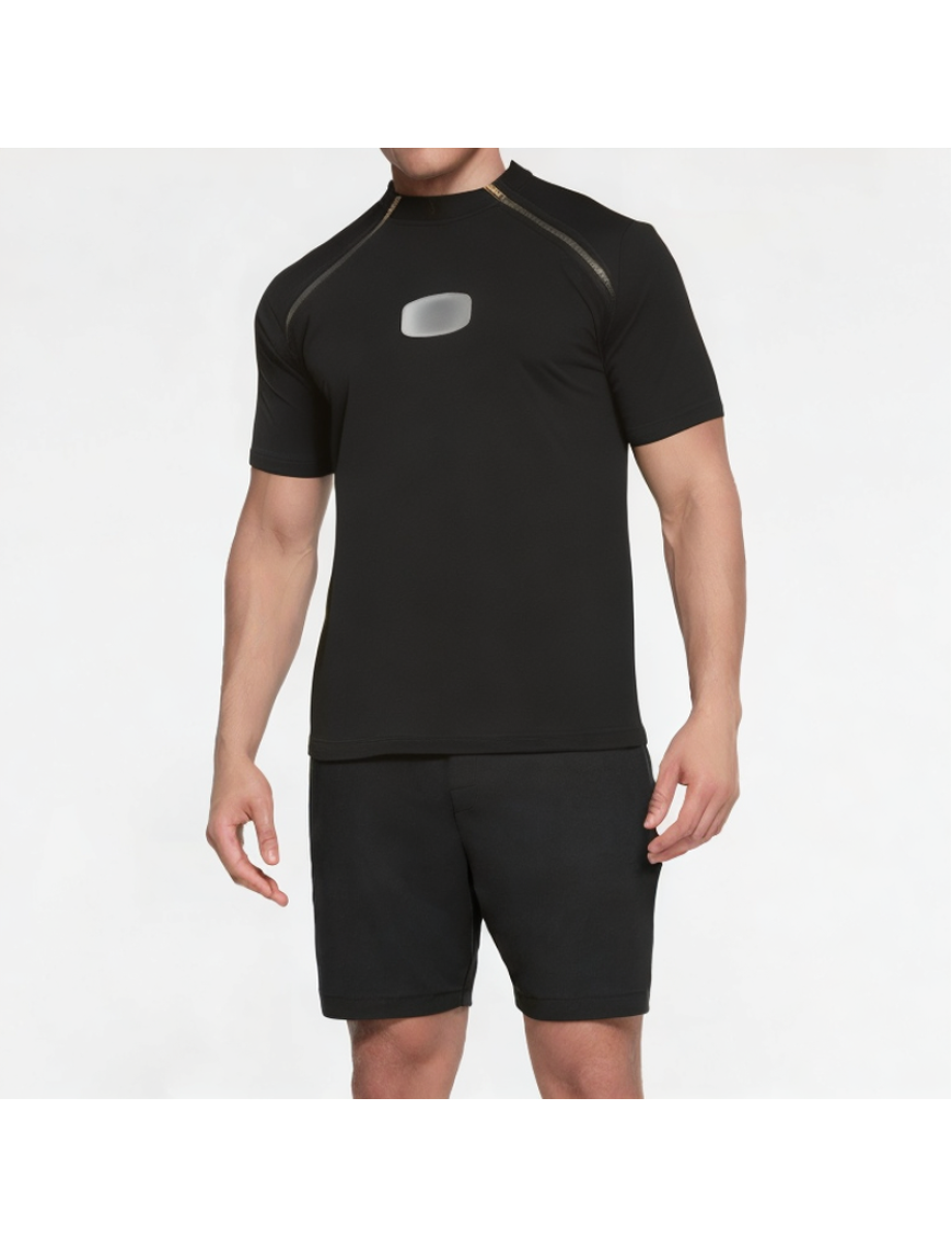 Men's Double Zipper Decorated Short Sleeve