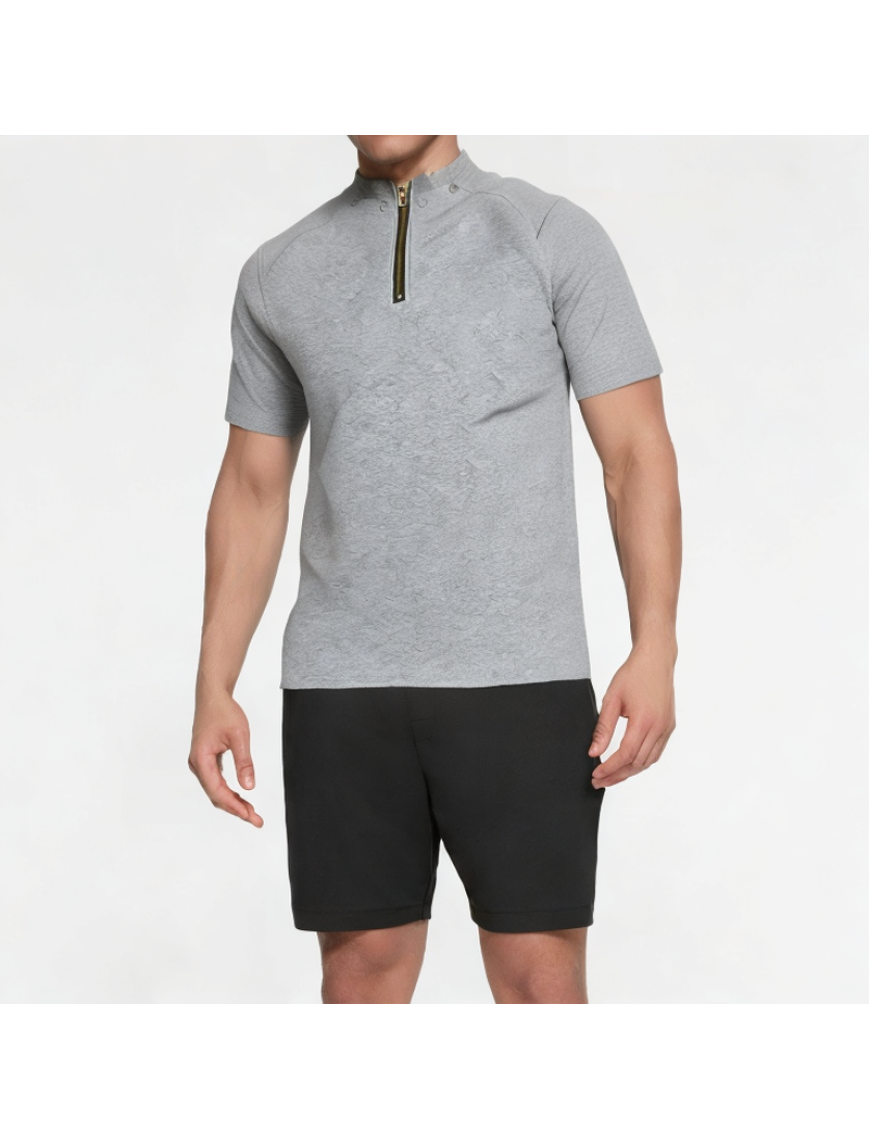 Loose Solid Color Half-Zip Short Sleeves