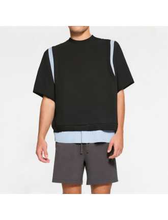 Men's College Style Contrast Striped Short Sleeve Men's College Style Contrast Striped Short Sleeve