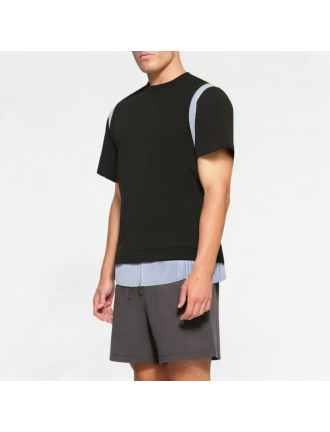 Men's College Style Contrast Striped Short Sleeve Men's College Style Contrast Striped Short Sleeve