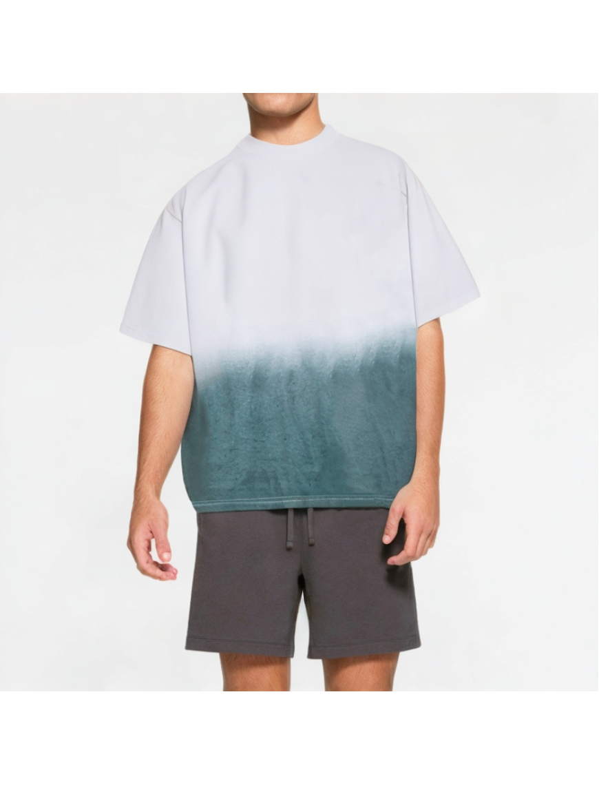 Gradient Round Neck Men's Short Sleeves