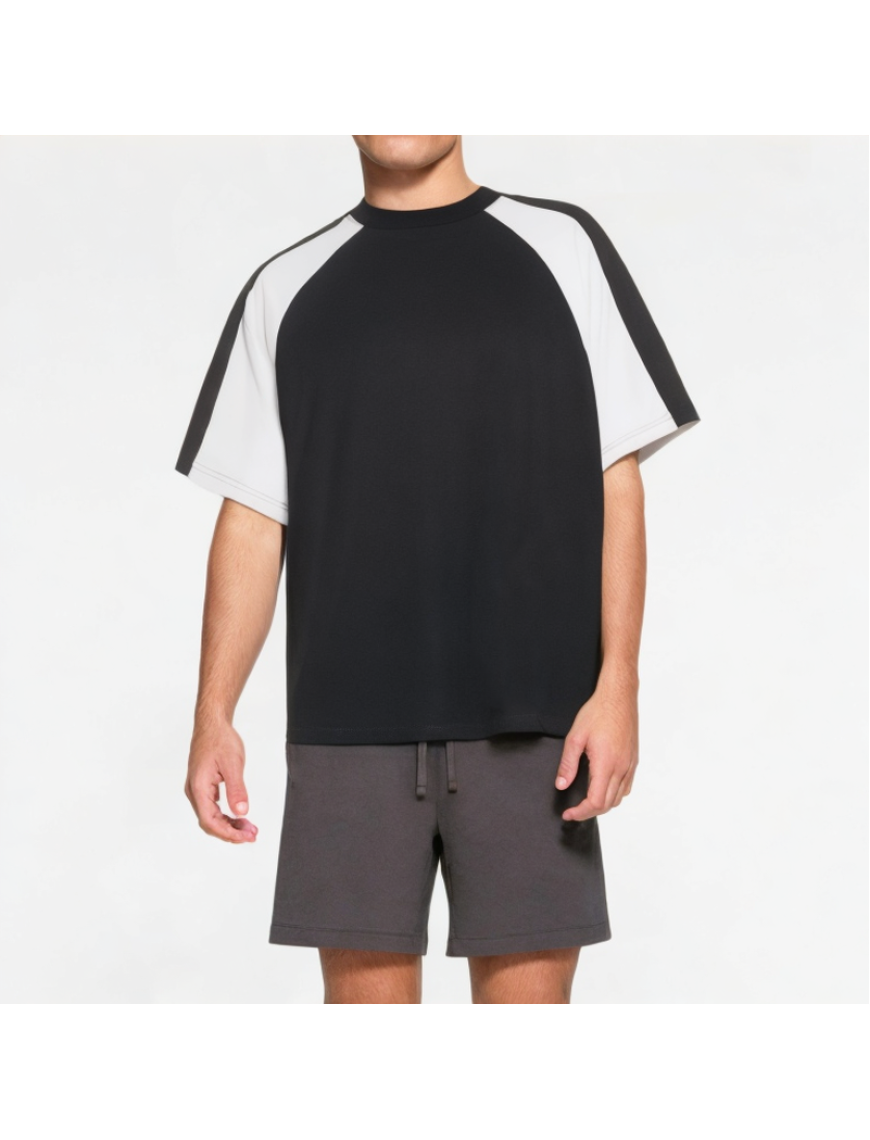 Splicing Contrast Color Short Sleeves