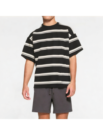 Retro Contrast Striped Short Sleeves Retro Contrast Striped Short Sleeves