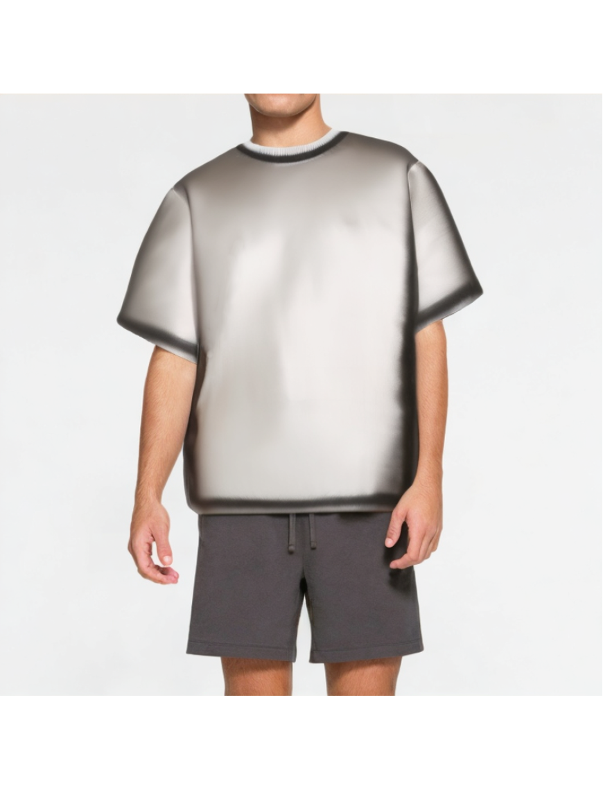 Inkjet Contrast Round Neck Short Sleeve