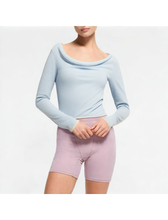 Women's Spliced Off-shoulder Swing Neck Long Sleeve Women's Spliced Off-shoulder Swing Neck Long Sleeve