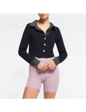 Denim Splicing Fake Two-Piece Long-Sleeved Top Denim Splicing Fake Two-Piece Long-Sleeved Top