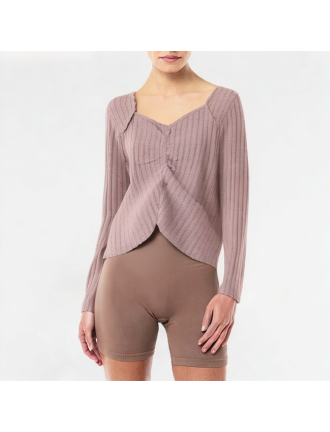Retro Pleated V-neck Knitted Long Sleeve Retro Pleated V-neck Knitted Long Sleeve