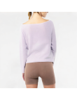 Solid Color U-Neck Pleated Long Sleeve
