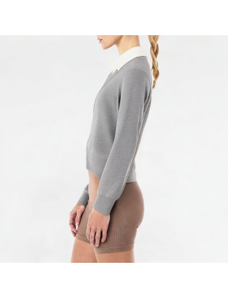 Fake Two-Piece Lapel Short Long Sleeve Fake Two-Piece Lapel Short Long Sleeve