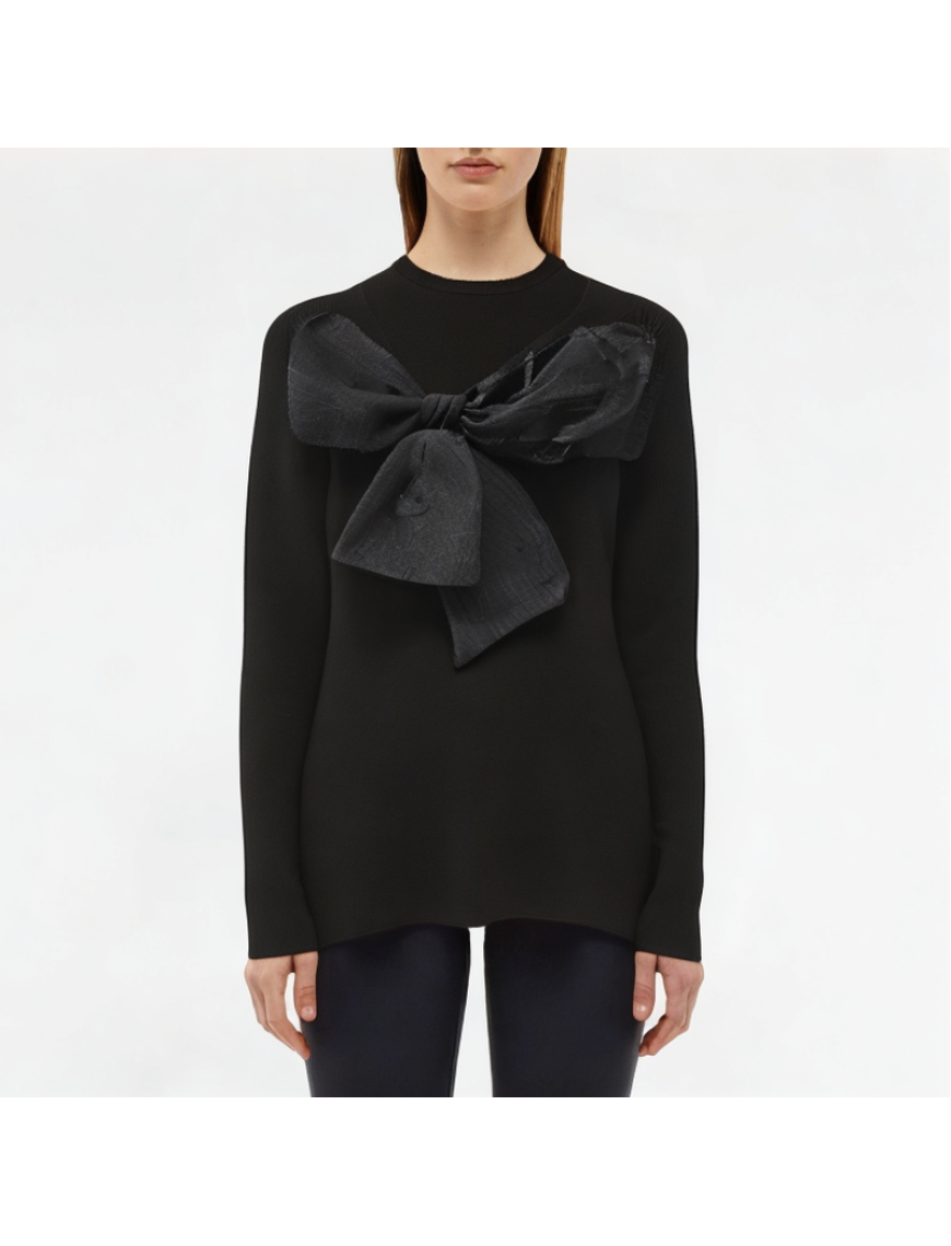 Versatile Large Bow Knitted Long Sleeve