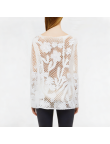Round Neck Lace Hollow Long Sleeve Top