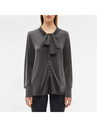 Velvet Long-Sleeved Top With Ribbons Velvet Long-Sleeved Top With Ribbons