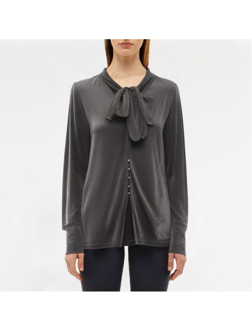 Velvet Long-Sleeved Top With Ribbons