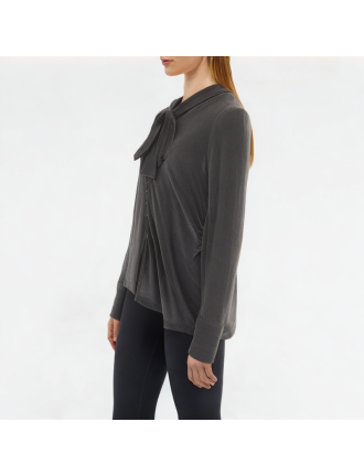 Velvet Long-Sleeved Top With Ribbons Velvet Long-Sleeved Top With Ribbons