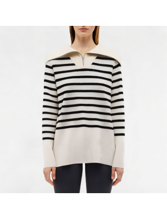 Spring Large Lapel Striped Knitted Long Sleeve Spring Large Lapel Striped Knitted Long Sleeve