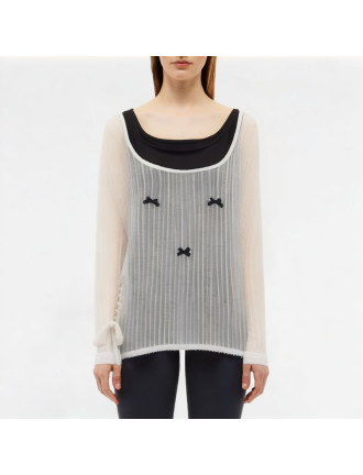Translucent Splicing Suspender Long Sleeve Translucent Splicing Suspender Long Sleeve