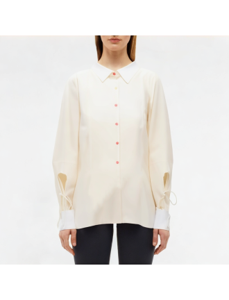 Lace-Up Lapel Shirt Long Sleeve Lace-Up Lapel Shirt Long Sleeve