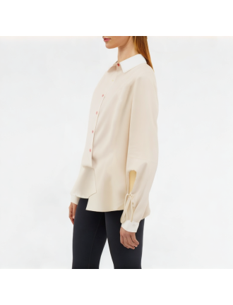 Lace-Up Lapel Shirt Long Sleeve Lace-Up Lapel Shirt Long Sleeve